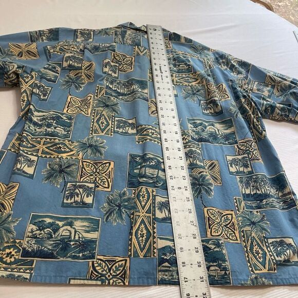 Reyn Spooner VTG Blue Palm Short Sleeve Button Up Shirt Size XL - Picture 8 of 8